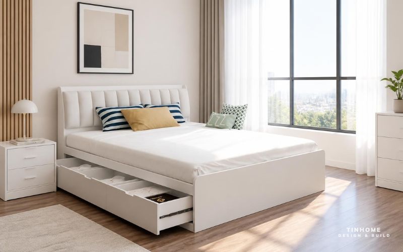 Mẫu giường ngủ đầu bọc nệm sang trọng