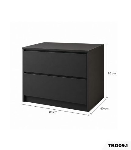 Tủ bếp dưới Hệ 2 ngăn kéo TBT09.1 80x6080 – Đen