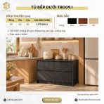 Tủ bếp dưới Hệ 2 ngăn kéo TBD09.1 80x6080 – Đen