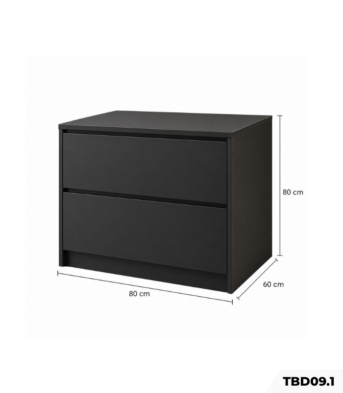 Tủ bếp dưới Hệ 2 ngăn kéo TBT09.1 80x6080 – Đen