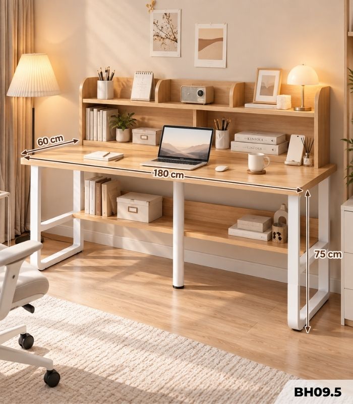 Bàn học BH09.5 180×60 – Vân gỗ nhạt
