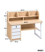 Bàn học tích hợp kệ kèm tủ lưu trữ BH29.1 160×60 – Vân gỗ nhạt