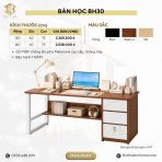 Bàn làm việc kèm tủ lưu trữ BH30.2 140×60 – Vân gỗ đậm
