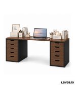 Bàn làm việc IKEA 2 Tủ LBV38.19 160×60 – Vân gỗ đậm + Đen