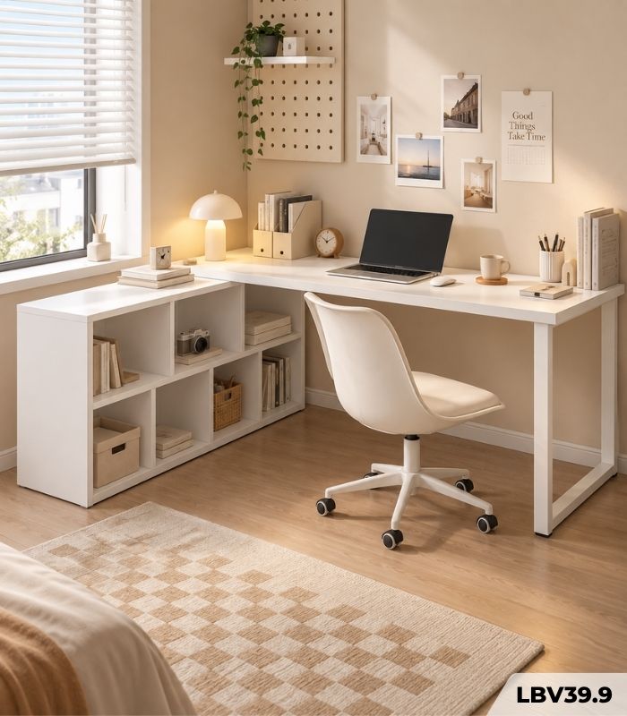Bàn làm việc Chữ L LBV39.9 120×120 – Trắng