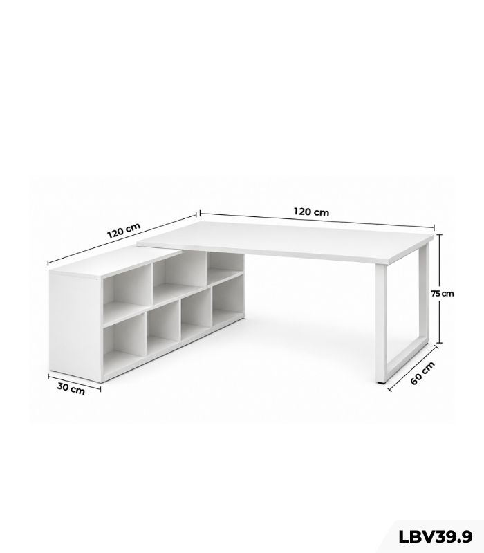 Bàn làm việc Chữ L LBV39.9 120×120 – Trắng