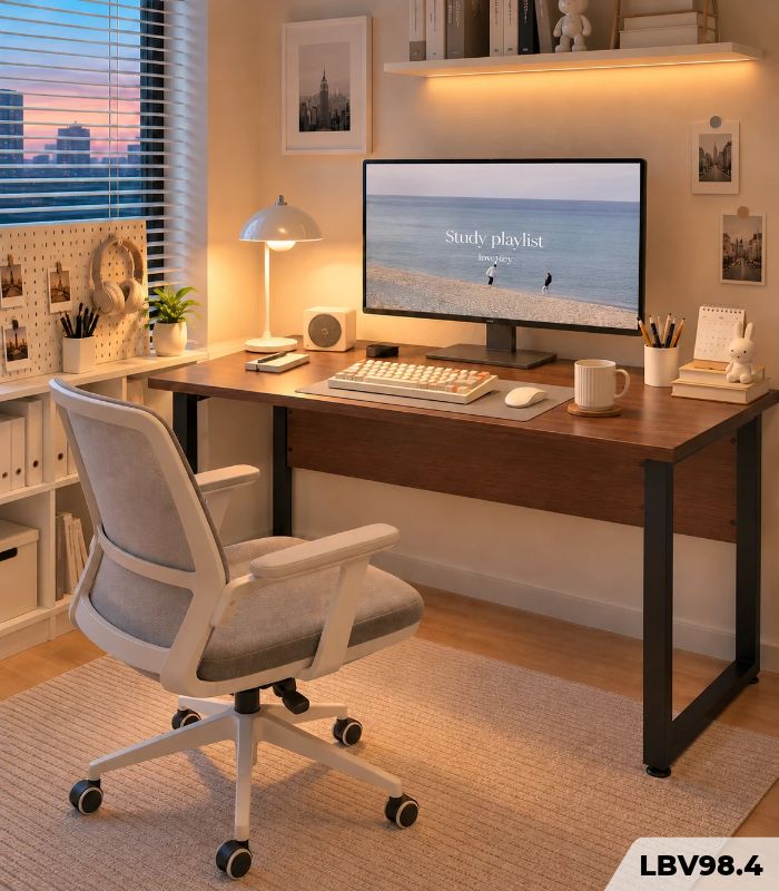 Bàn Làm Việc Chân Sắt Chữ U 120x60x75cm Hiện Đại LBV98.4 - Walnut đậm