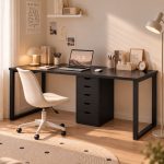 Bàn làm việc IKEA 1 Tủ LBV38.18 220×60 – Đen