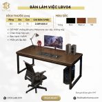 Bàn làm việc LBV04.5 180×60 – Vân gỗ đậm + Khung chân đen
