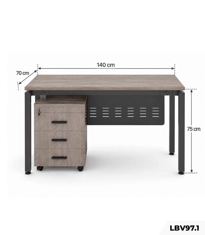 Bàn làm việc chân sắt khung đen LBV97.2 160x80 cm