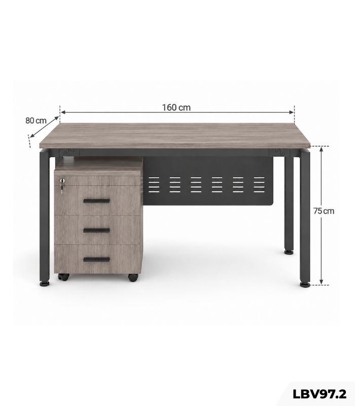 Bàn làm việc chân sắt khung đen LBV97.2 160x80 cm