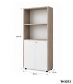Tủ hồ sơ THS27.1 80×200 – Trắng kết hợp Vân gỗ