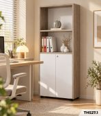 Tủ hồ sơ THS27.1 80×200 – Trắng kết hợp Vân gỗ - Ảnh 2