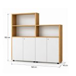 Tủ hồ sơ THS27.2 160x160 cm – Trắng kết hợp Vân gỗ nhạt