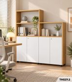 Tủ hồ sơ THS27.2 160x160 cm – Trắng kết hợp Vân gỗ nhạt - Ảnh 2