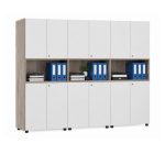 Tủ hồ sơ THS28.1 240×200 – Trắng kết hợp Vân gỗ