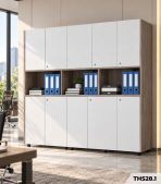 Tủ hồ sơ THS28.1 240×200 – Trắng kết hợp Vân gỗ