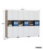 Tủ hồ sơ THS28.1 240×200 – Trắng kết hợp Vân gỗ